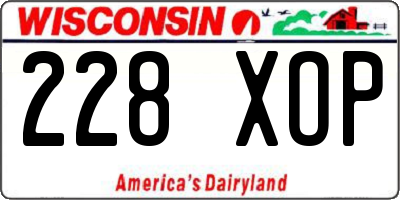 WI license plate 228XOP