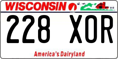 WI license plate 228XOR