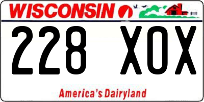 WI license plate 228XOX