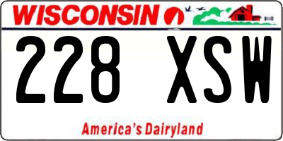 WI license plate 228XSW