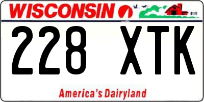 WI license plate 228XTK