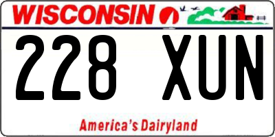 WI license plate 228XUN
