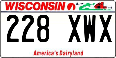 WI license plate 228XWX
