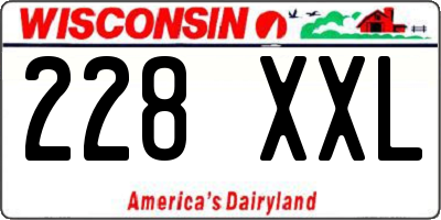 WI license plate 228XXL