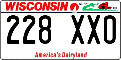 WI license plate 228XXO