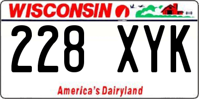 WI license plate 228XYK