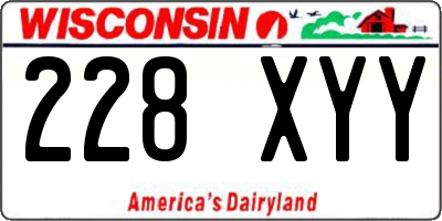 WI license plate 228XYY