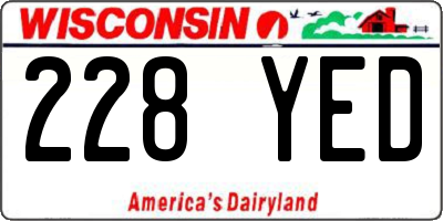 WI license plate 228YED