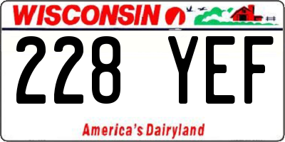 WI license plate 228YEF