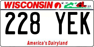 WI license plate 228YEK