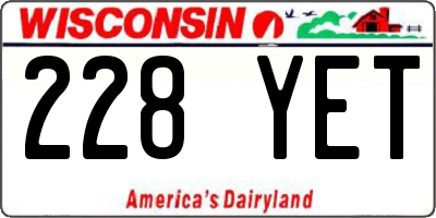 WI license plate 228YET
