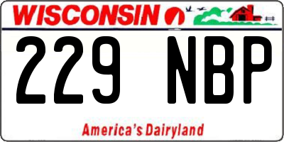 WI license plate 229NBP