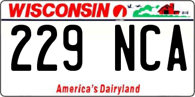 WI license plate 229NCA
