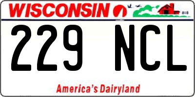 WI license plate 229NCL