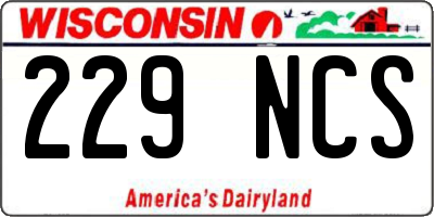 WI license plate 229NCS