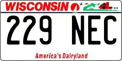 WI license plate 229NEC