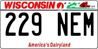 WI license plate 229NEM