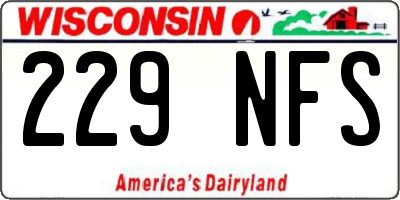 WI license plate 229NFS