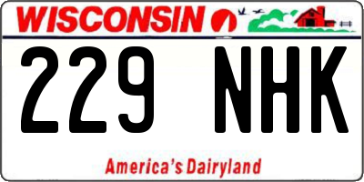 WI license plate 229NHK