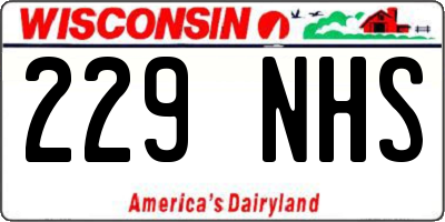 WI license plate 229NHS