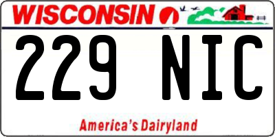WI license plate 229NIC