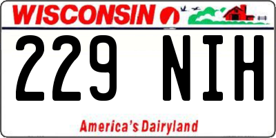 WI license plate 229NIH