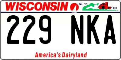 WI license plate 229NKA