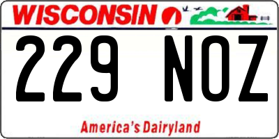 WI license plate 229NOZ