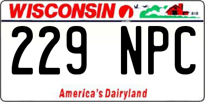 WI license plate 229NPC
