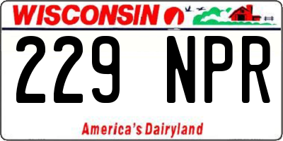 WI license plate 229NPR