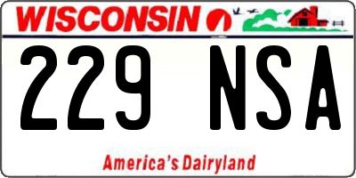 WI license plate 229NSA