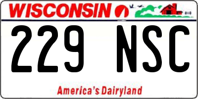 WI license plate 229NSC