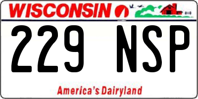WI license plate 229NSP