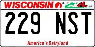 WI license plate 229NST
