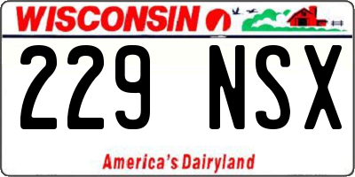 WI license plate 229NSX