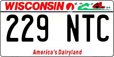 WI license plate 229NTC