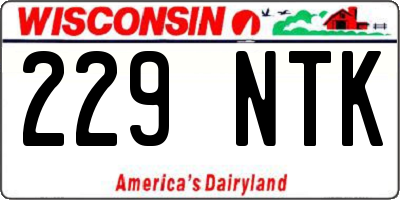 WI license plate 229NTK