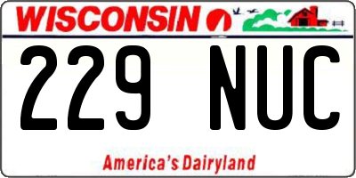 WI license plate 229NUC