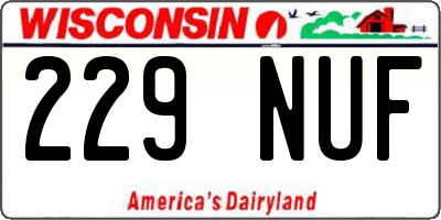 WI license plate 229NUF