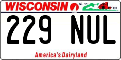WI license plate 229NUL
