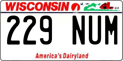 WI license plate 229NUM