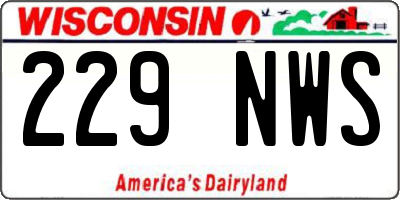 WI license plate 229NWS