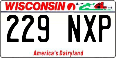 WI license plate 229NXP