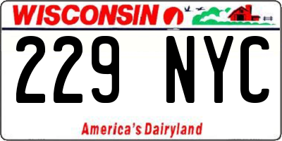 WI license plate 229NYC