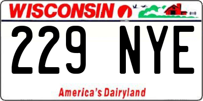 WI license plate 229NYE