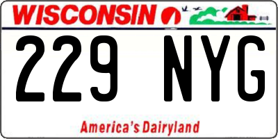 WI license plate 229NYG