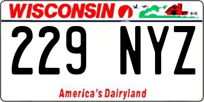 WI license plate 229NYZ