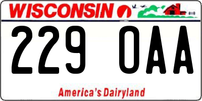 WI license plate 229OAA