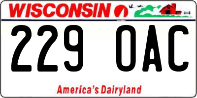 WI license plate 229OAC