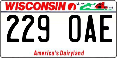 WI license plate 229OAE